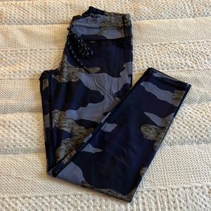 Purple and Grey Aerie American Eagle Drawstring Leggings